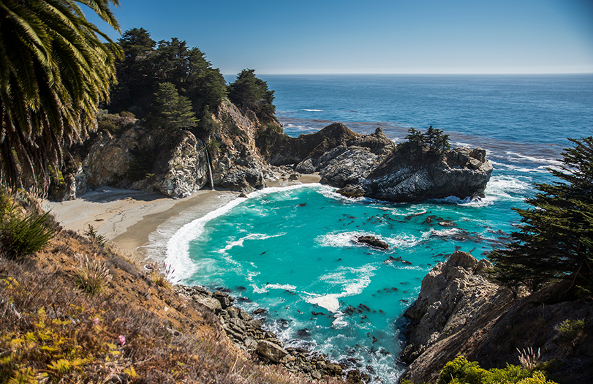 McWay Falls and ocean view in Julia Pfeiffer Burns State Park, Big Sur, California