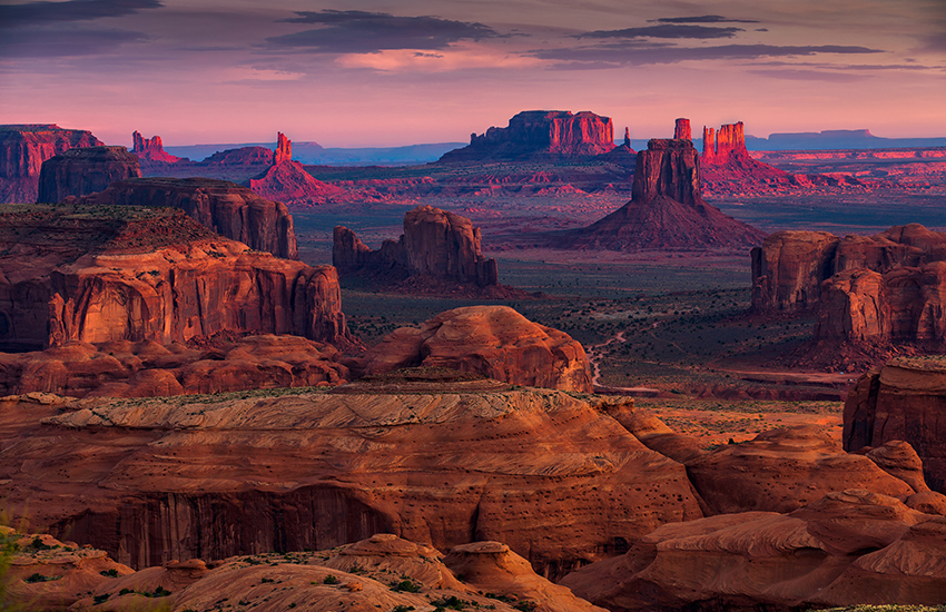 Sunrise in Hunts Mesa navajo tribal majesty place near Monument Valley, Arizona, USA